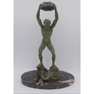 Ganu Gantcheff, Homme Et Serpent, Bronze, Art Déco