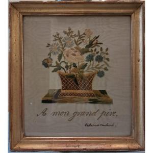 Embroidery Circa 1850, Souvenir Of The Calvary Of Machecoul, "to My Grandfather"