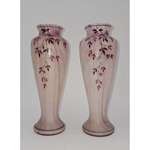 Paire De Vases émaillés, Ca 1900