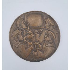 Toulhoat, Large (15.3cm) And Rare Bronze Medal From 1968 Issued By The Paris Mint