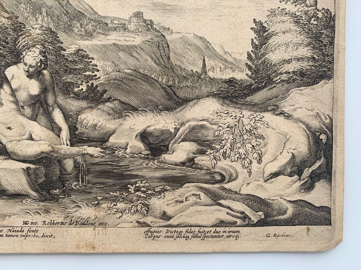 Gravure Hendrick Goltzius Robertus Baudous Ryckius Salamacis Hermaphrodite-photo-2