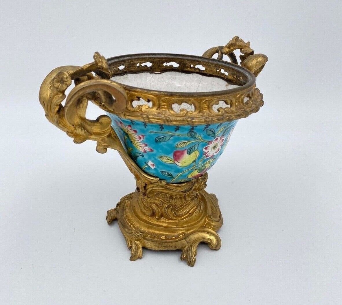 Coupe en porcelaine Chine XIXe montée bronze doré Louis XV-photo-3