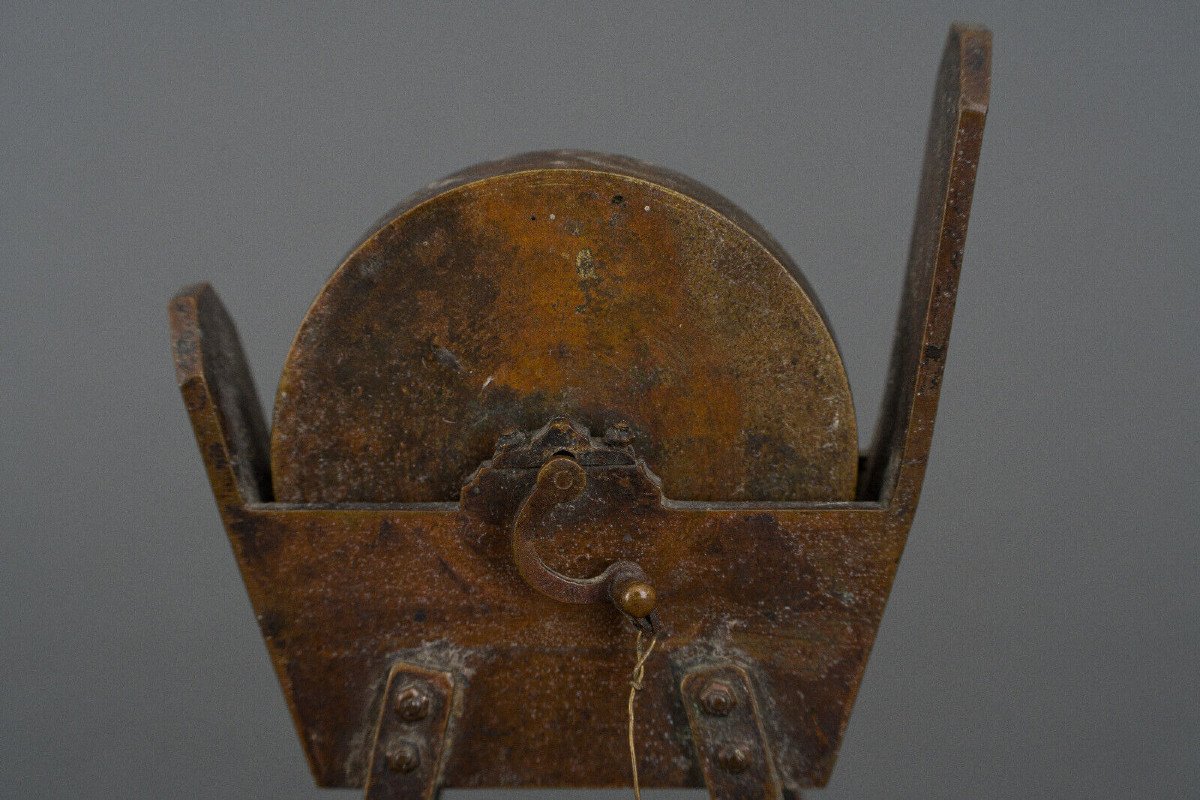 Outil de rémouleur Meule en bronze XIXe Socle en marbre vert-photo-5