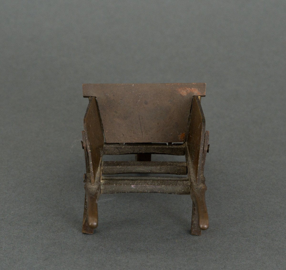 19th Century Bronze Wheelbarrow Nuanced Brown Patina-photo-3