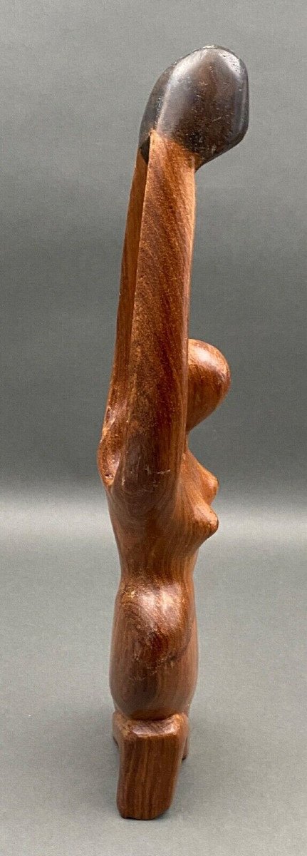 Brutalist Statue 1970 Naked Woman Carved In The Mass Carved Wood-photo-3