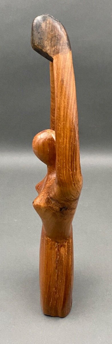 Brutalist Statue 1970 Naked Woman Carved In The Mass Carved Wood-photo-1