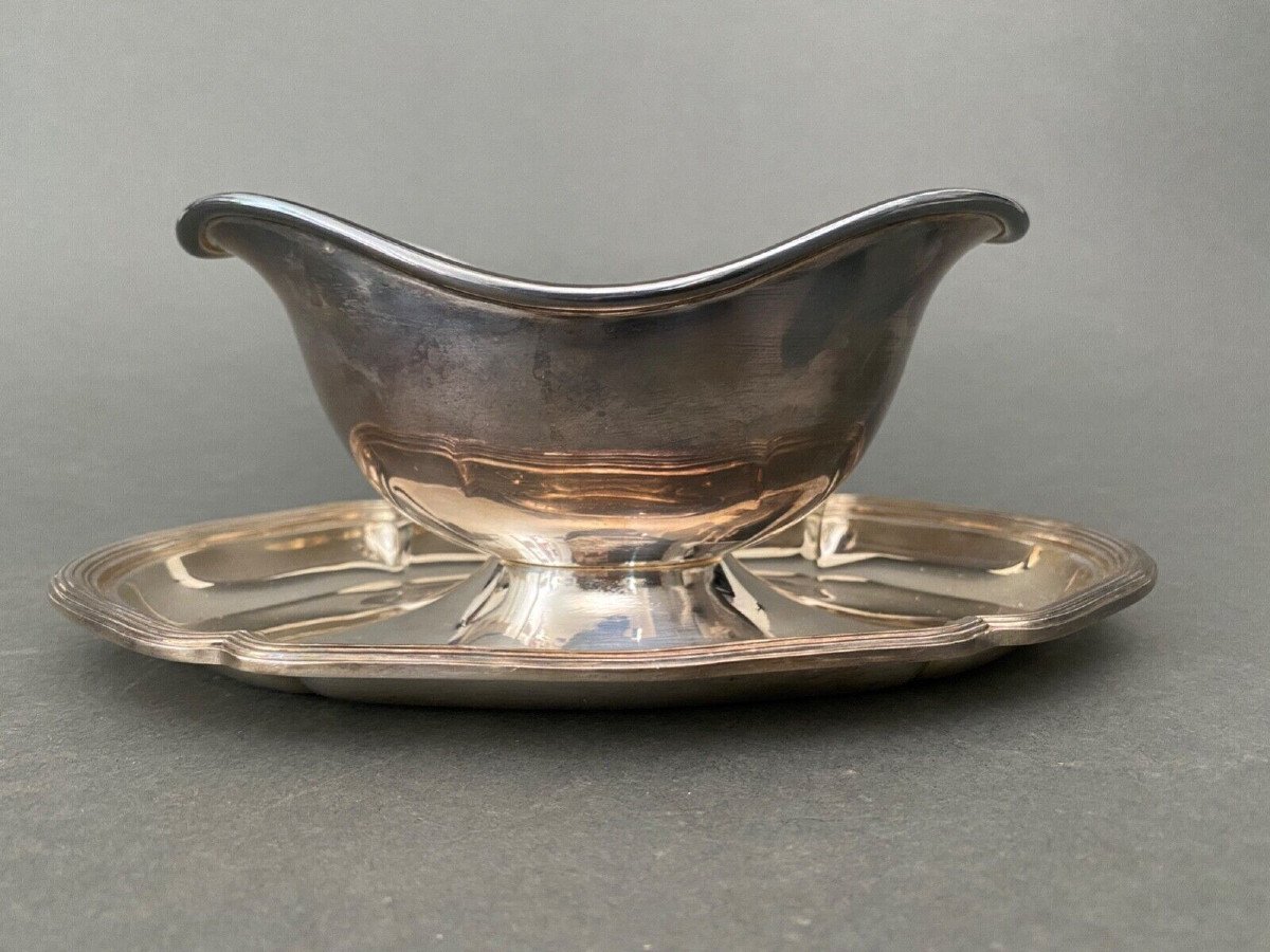 Sauceboat In Silver Metal Christofle France Collection Gallia XXth-photo-2