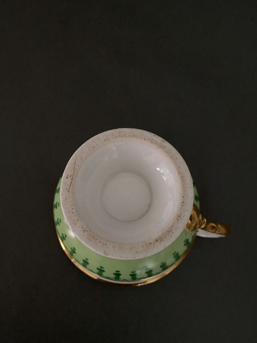 Cup And Saucer In Paris Porcelain, Louis-philippe Period-photo-5