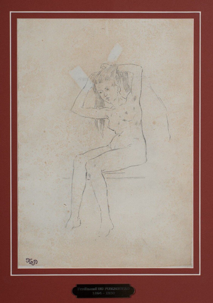 Drawing Of A Nude Woman Le Model By Ferdinand Du Puigaudeau Golden Frame-photo-3