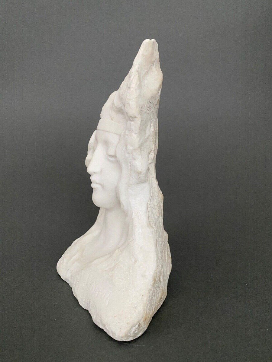 Marble Bust By Lenhoir Direct Size Woman 1900 Art Nouveau-photo-3