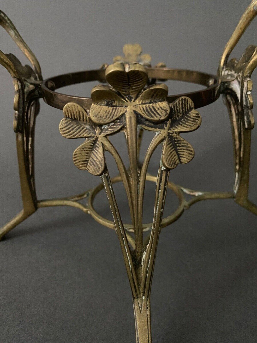 Théière Samovar en cuivre et laiton 1900 Art Nouveau décor Nouille-photo-1