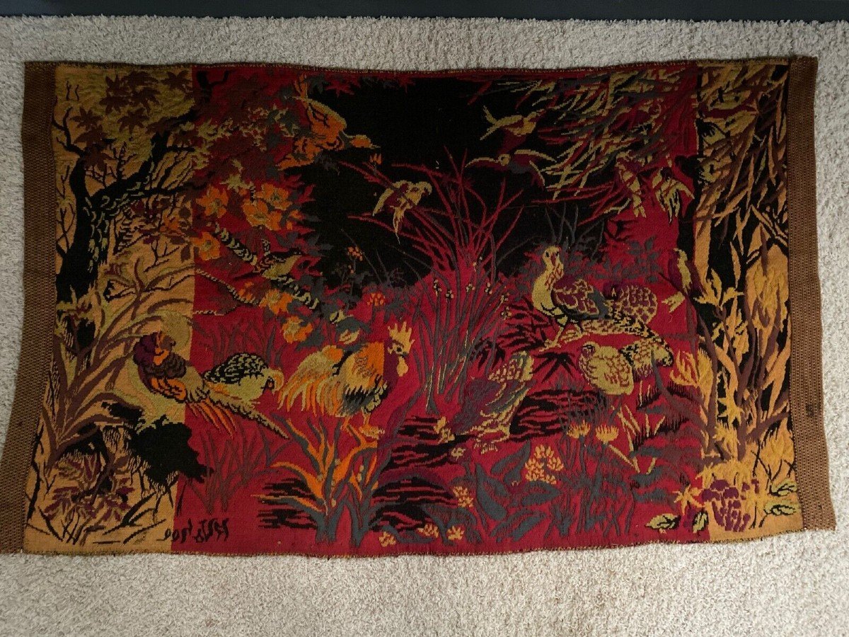 Tapestry By R. Vahoe Robert Four Aubusson Naturalist Decor Mid-20th Century-photo-4