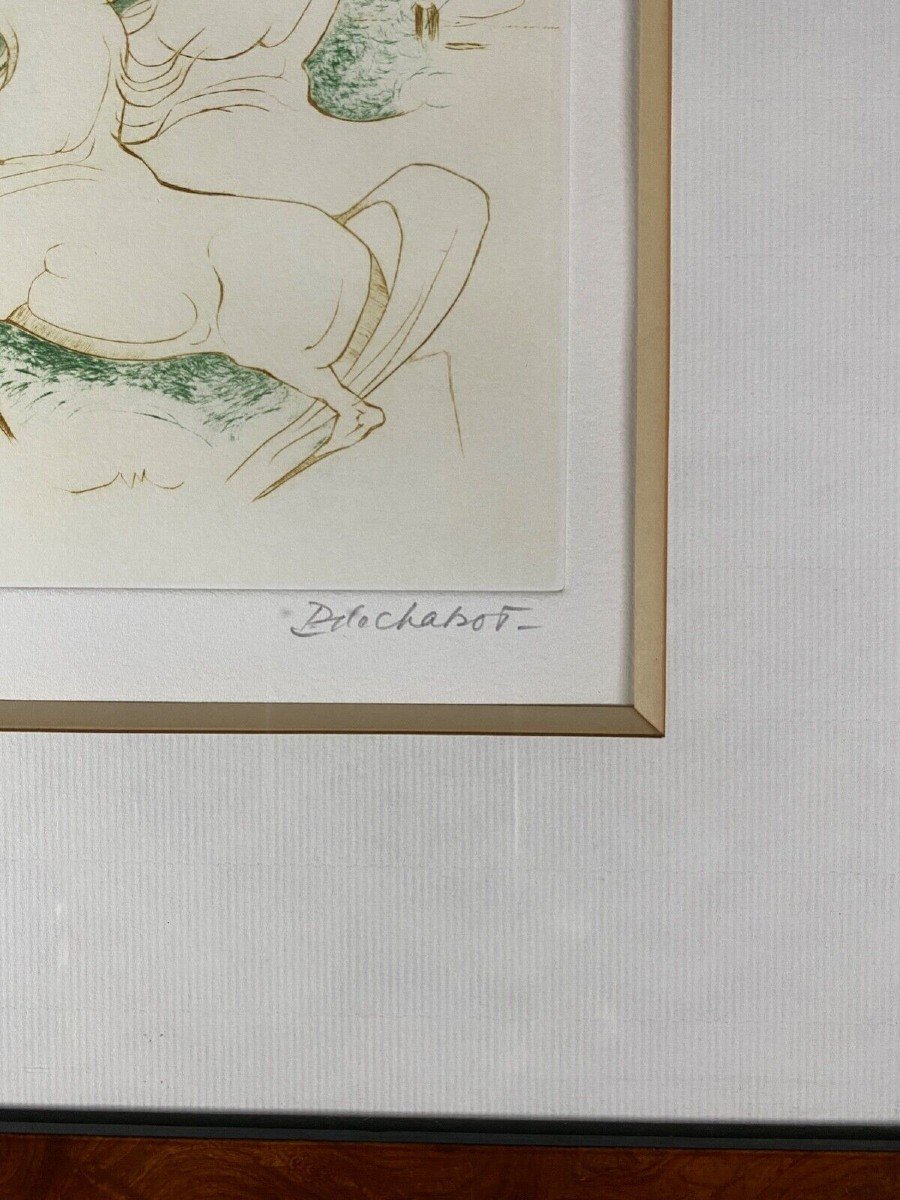 Lithograph By Paul De Chabot Horses Rearing 12/150 20th-photo-3