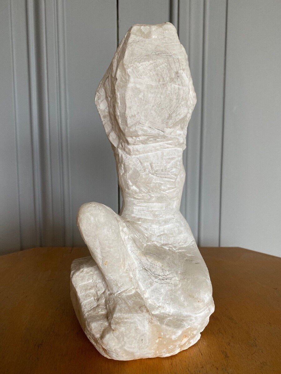 Sculpture Female Subject In Stone 20th Century Direct Workshop-photo-2