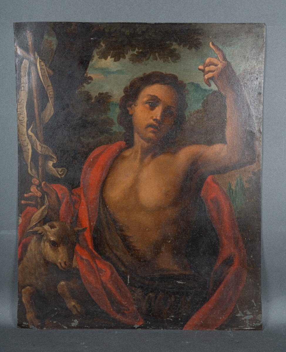 Peinture sur cuivre Francesco de Mura italien XVIIIe Saint Jean-Baptiste