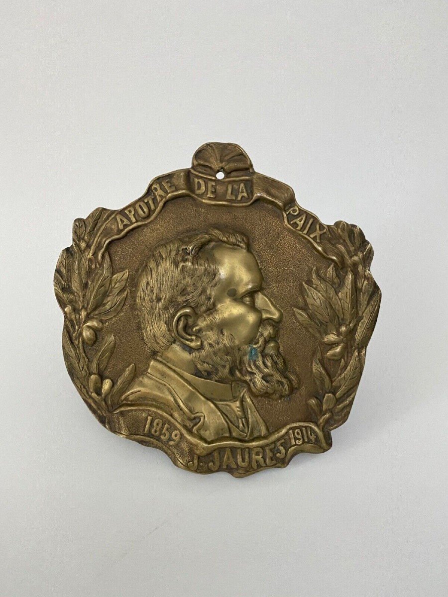 Bronze Medallion Representing Jean Jaurès Apostle Of Peace