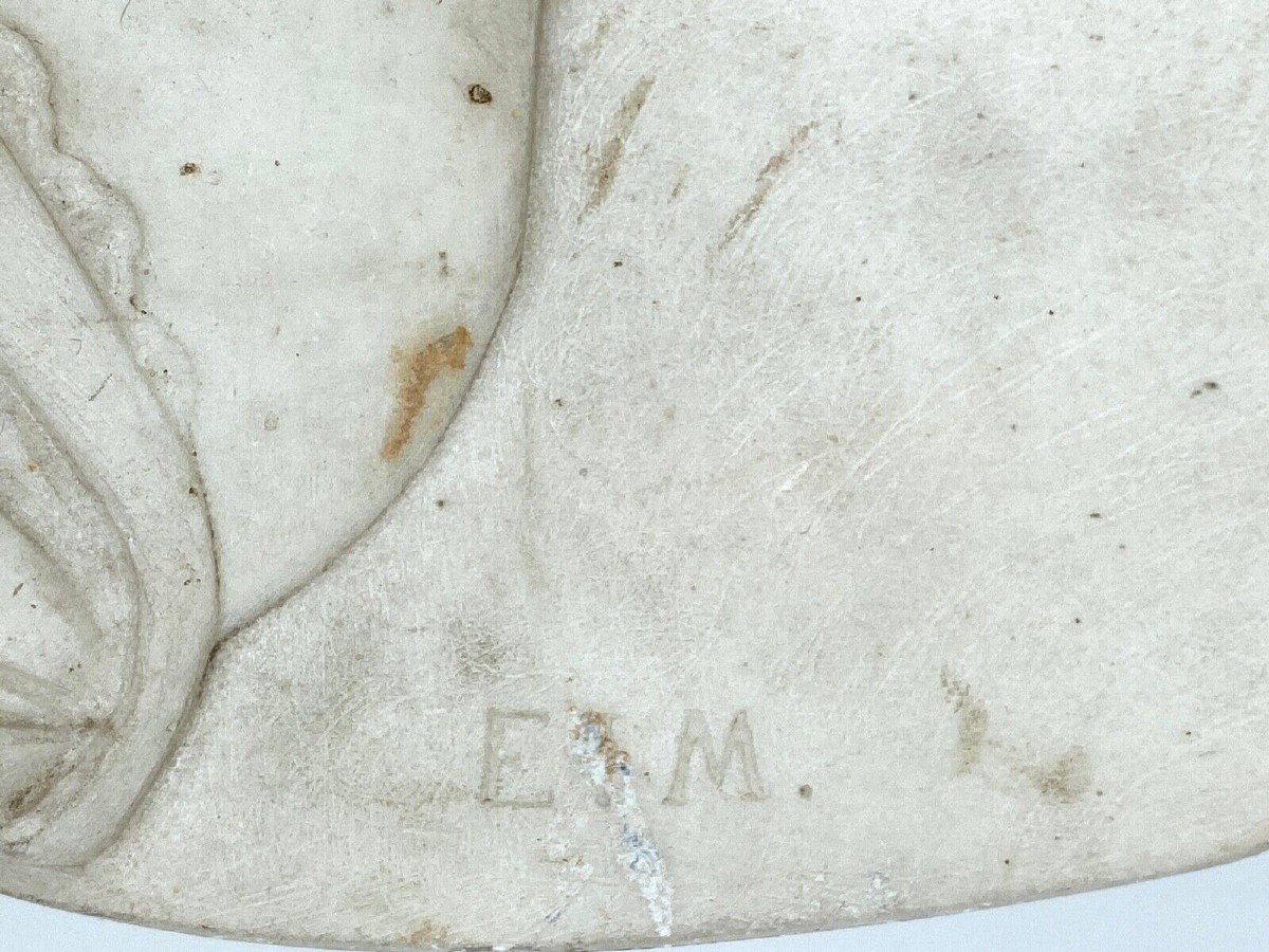 Marble Medallion Profile Late 18th Century Early 19th Century Em Monogram-photo-5