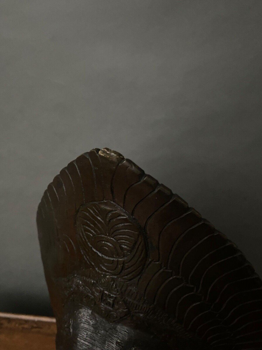 Buste de danseuse balinaise indochinoise couronne roue du paon bronze-photo-4