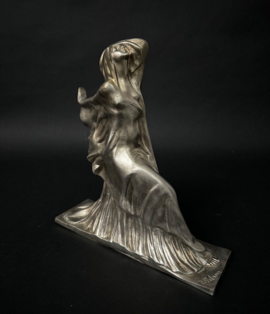 Statue Of Dancer By Serge Zelikson Woman With Art Deco Veil