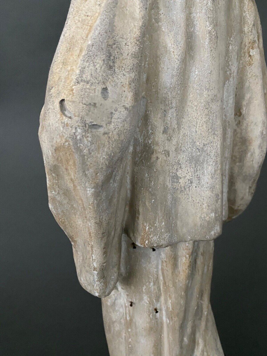 Statue d'atelier en plâtre par Charles Filleul femme à l'éventail XXe-photo-4