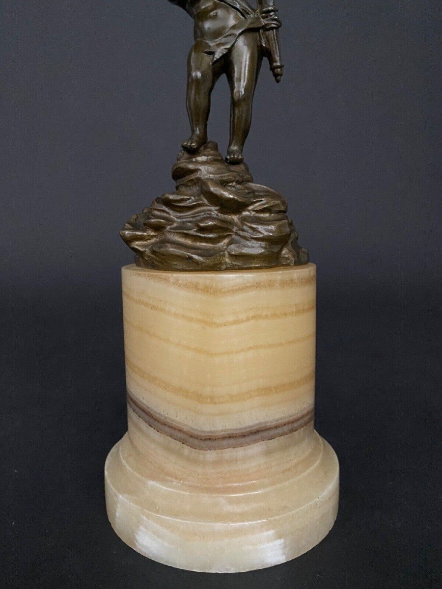 19th Century Bronze Statuette Of Cupid On Onyx Base-photo-5