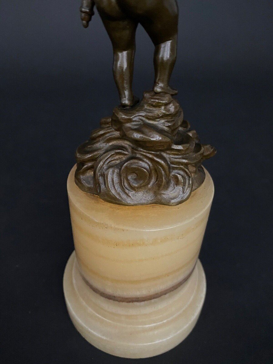 19th Century Bronze Statuette Of Cupid On Onyx Base-photo-6