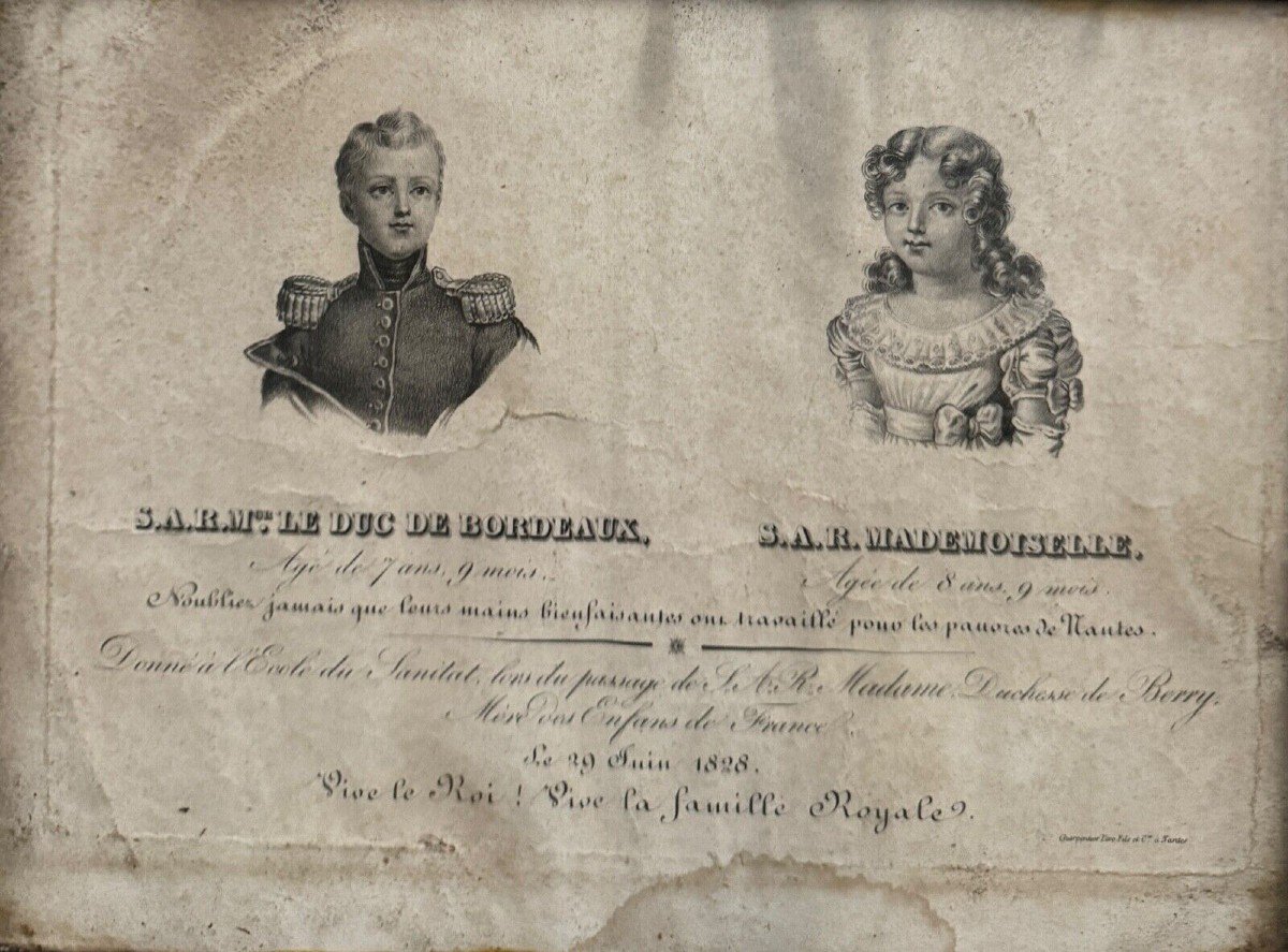 Gravure de la famille royale le duc de Bordeaux et Mademoiselle-photo-2