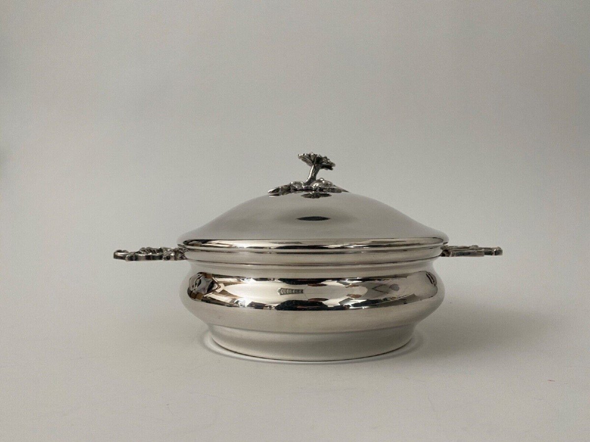 Vegetable Dish In Silver Metal 1900 Artichoke Grip Louis XV Handles-photo-4