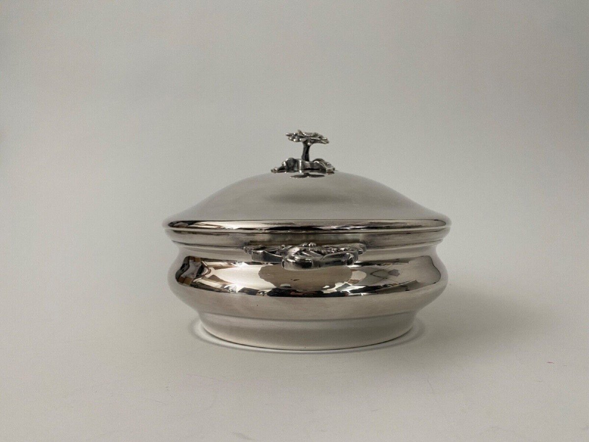 Vegetable Dish In Silver Metal 1900 Artichoke Grip Louis XV Handles-photo-1