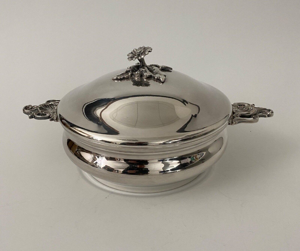 Vegetable Dish In Silver Metal 1900 Artichoke Grip Louis XV Handles