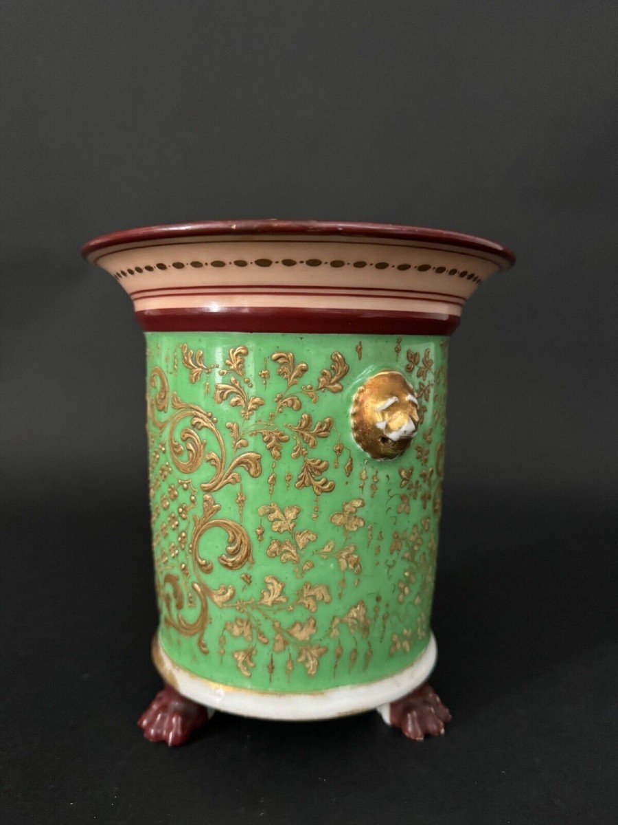 Louis-philippe Period Flowerpot, Romantic Decor, 19th Century, Green Background-photo-1