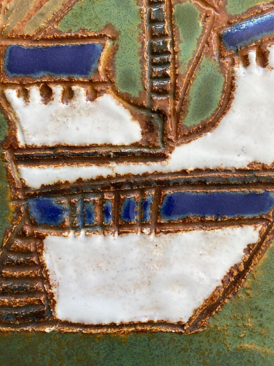 Ceramic Plaque The Argonauts Vallauris I. Ferlet And F. Bourguet-photo-3