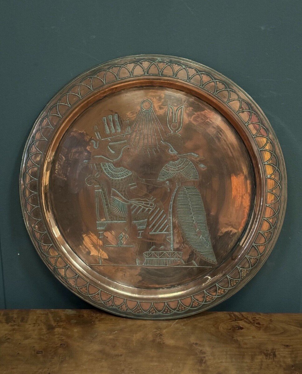 20th Century Egyptian Tea Tray In Richly Engraved Copper Or Brass