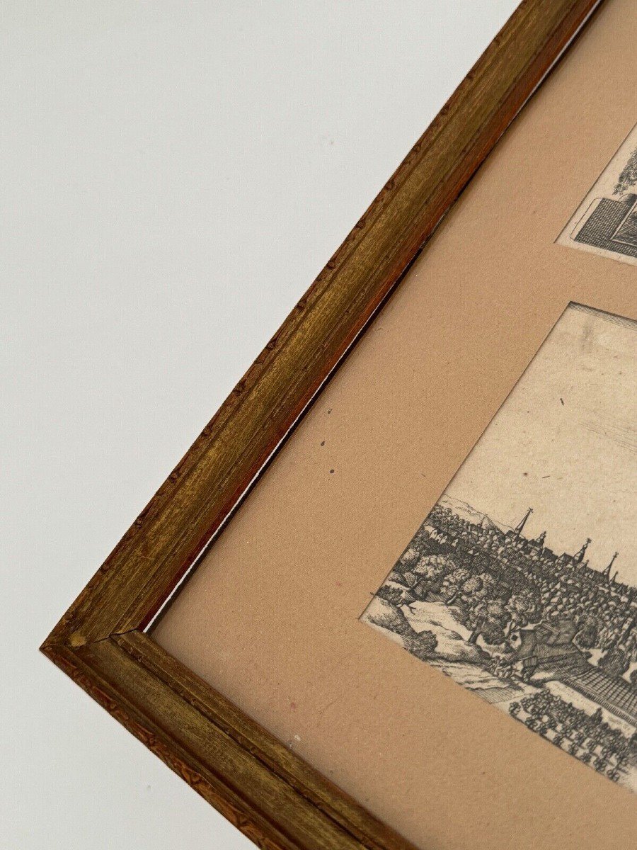 Two 18th Century Engravings Representing Rennes In Baguette Frame-photo-2