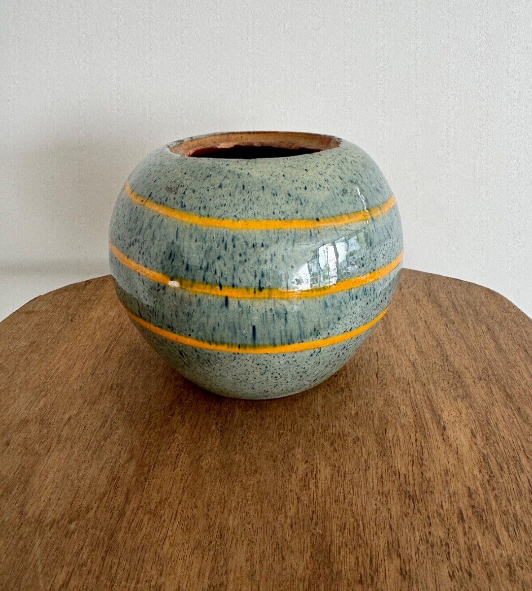 Vase par Francis Jourdain XXe en céramique fond vert-photo-2