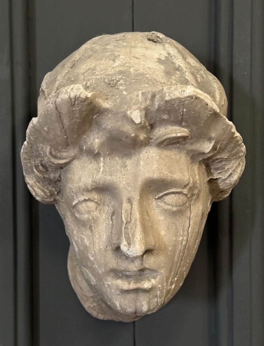 Sculpture à l'Antique en plâtre visage féminin début XXe-photo-6