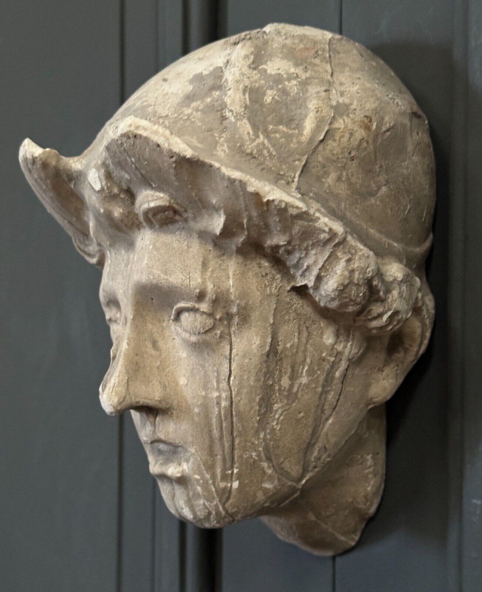 Sculpture à l'Antique en plâtre visage féminin début XXe-photo-7