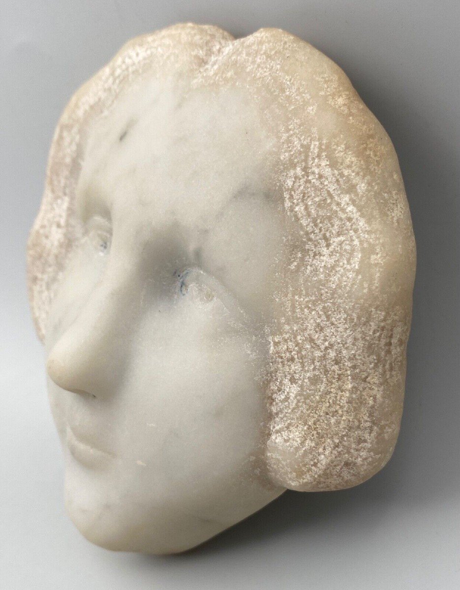 Head Of A Young Girl In Marble In The Style Of The Haute Epoque 20th Century Sculpture-photo-3