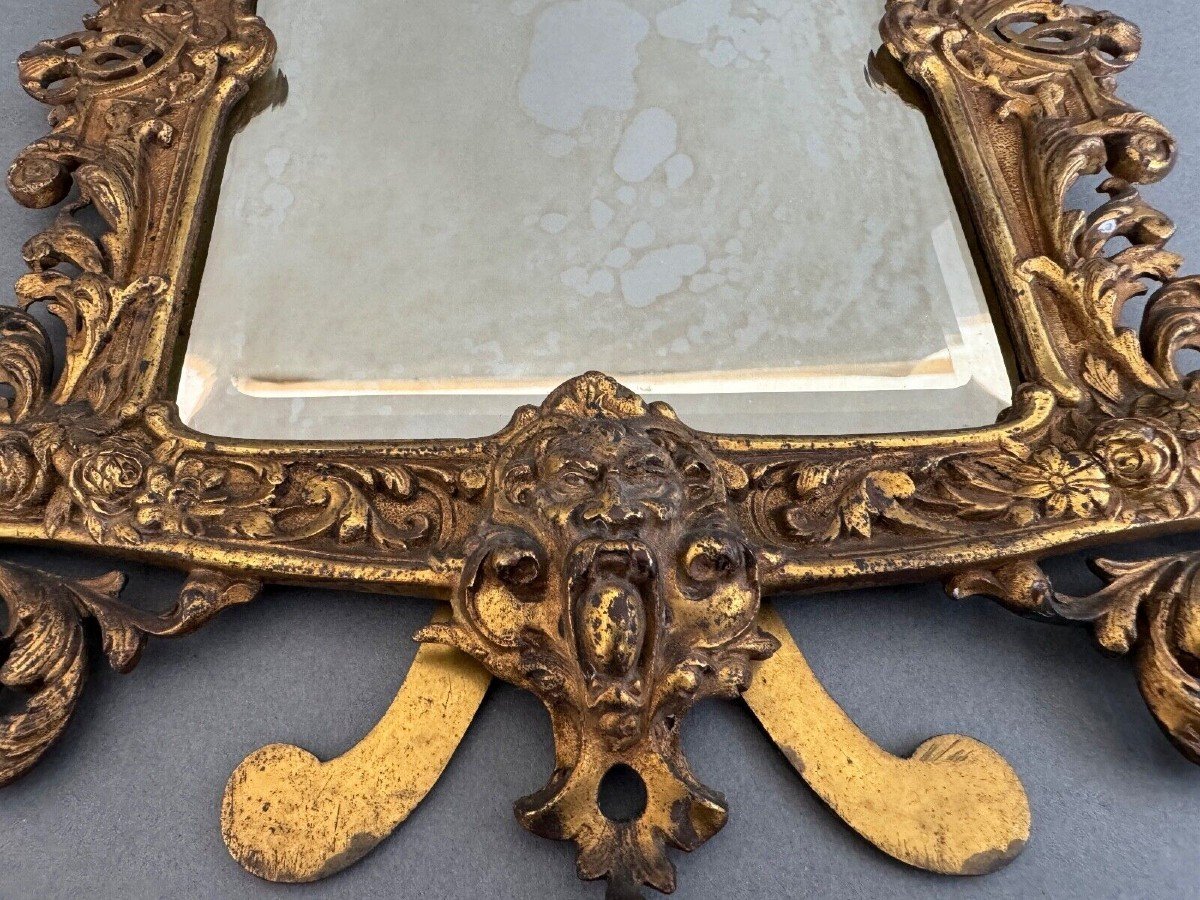 Napoleon III Table Mirror In Gilded Bronze 19th Century Beveled Glass-photo-5