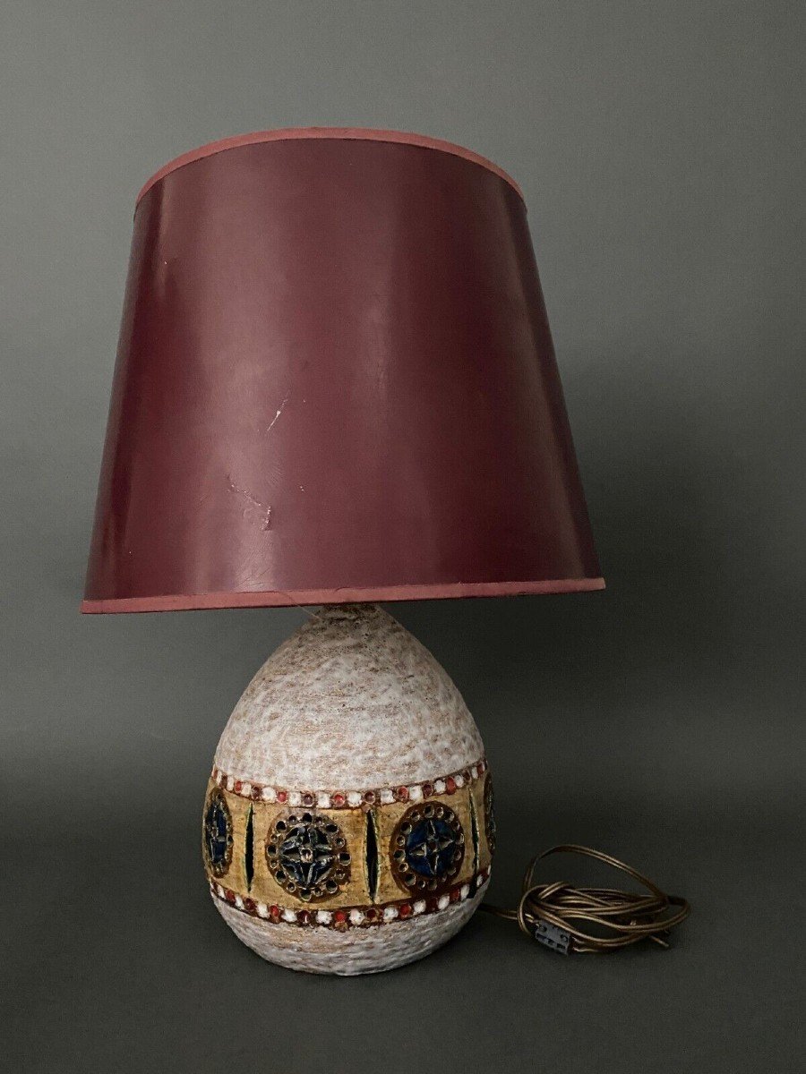 Lampe Accolay par Raphael Giarrusso en céramique perforée grès 1970