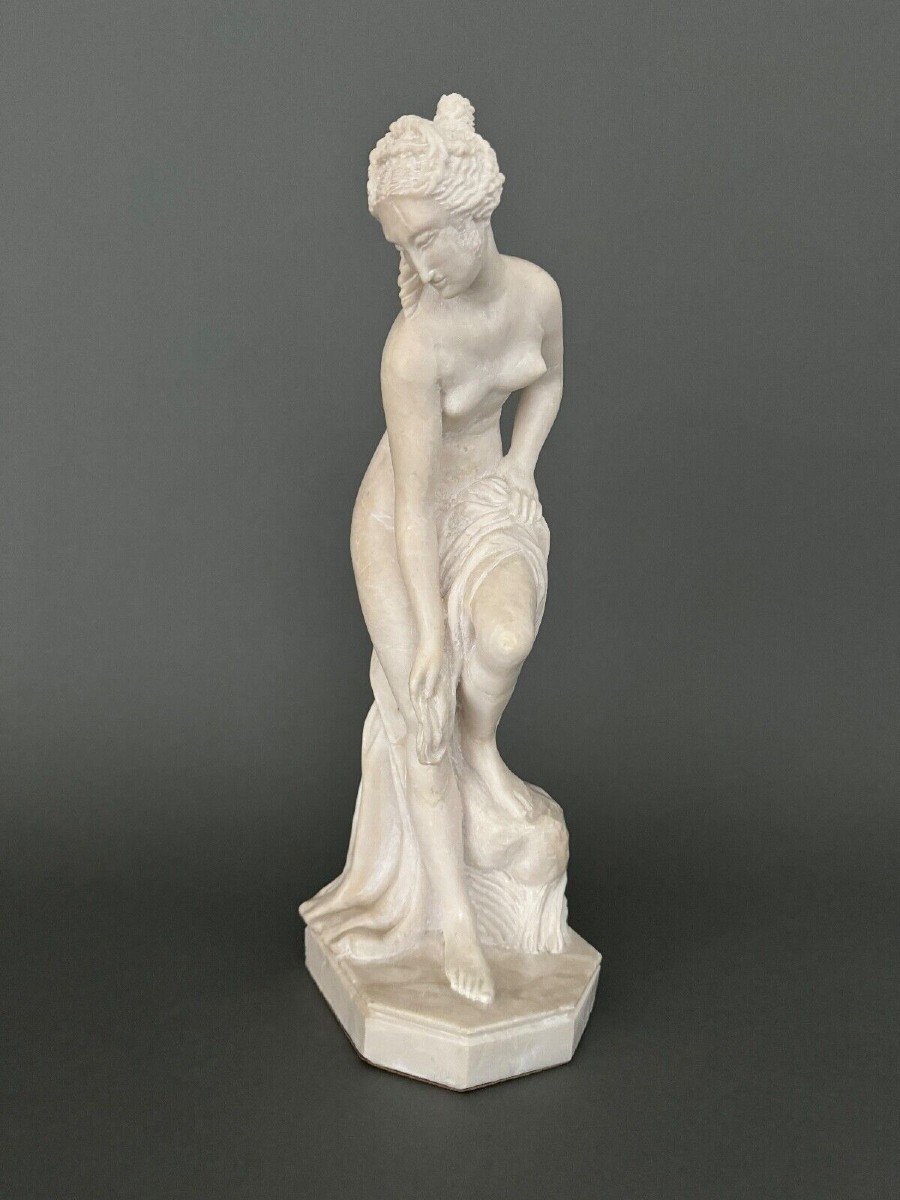 Marble Statue After Venus Bathing, Nude Bather Sculpted In Mass-photo-2