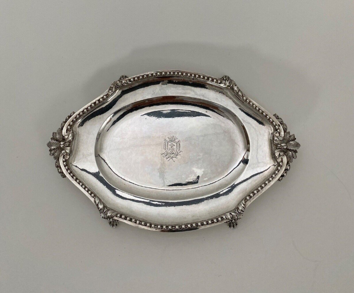 Beaded 18th Century Silver Tray Farmers General Coat Of Arms 317 Grams-photo-2