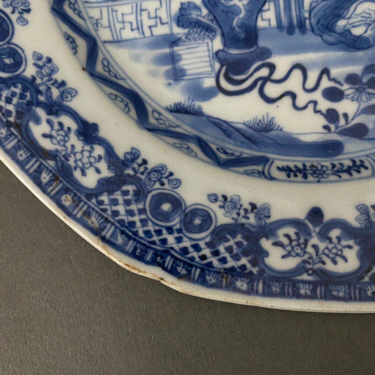 19th Century Chinese Blue Plate Decorated With Butterflies-photo-4