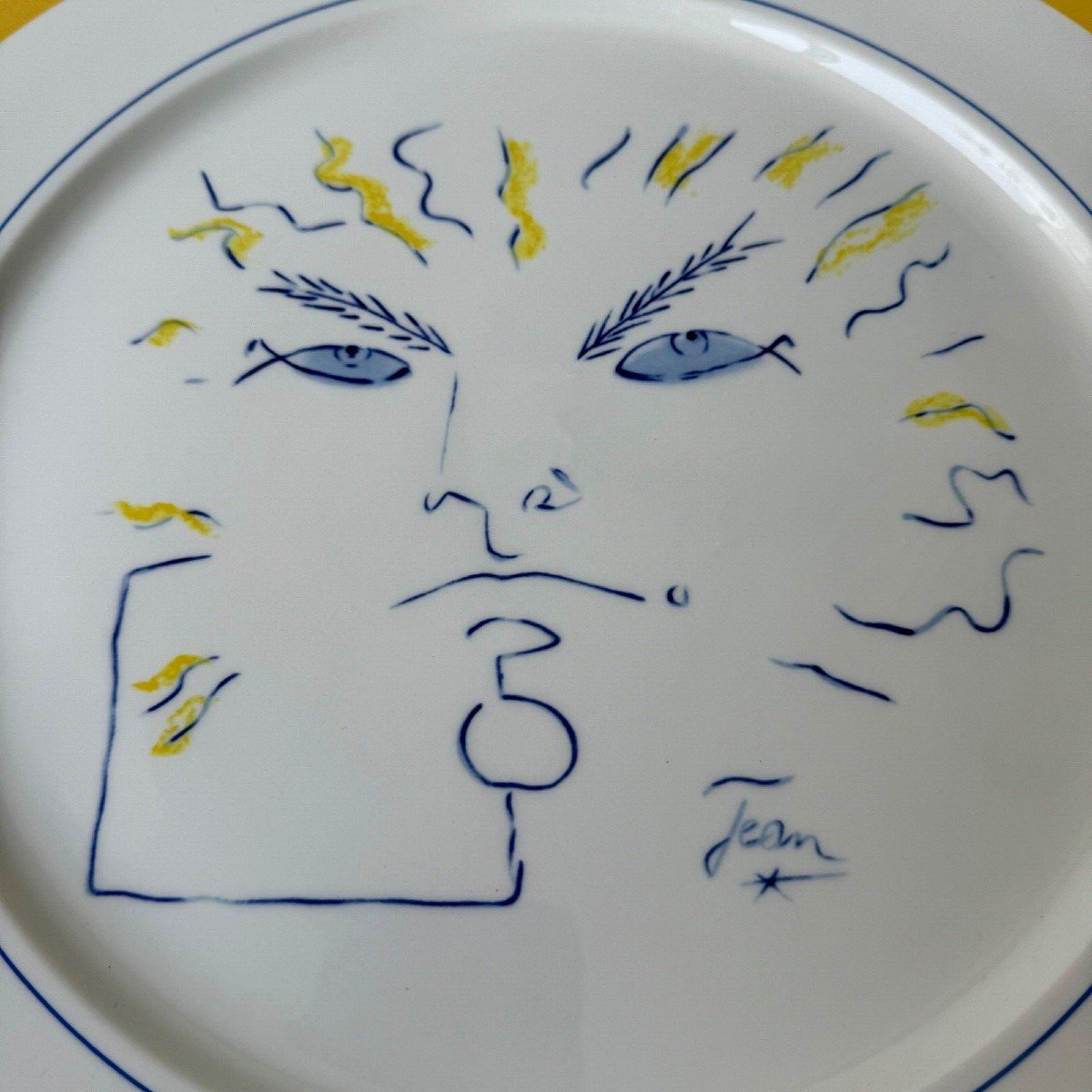 Proantic: Assiette dessin de Jean Cocteau Villeroy & Boch Jean-Claude