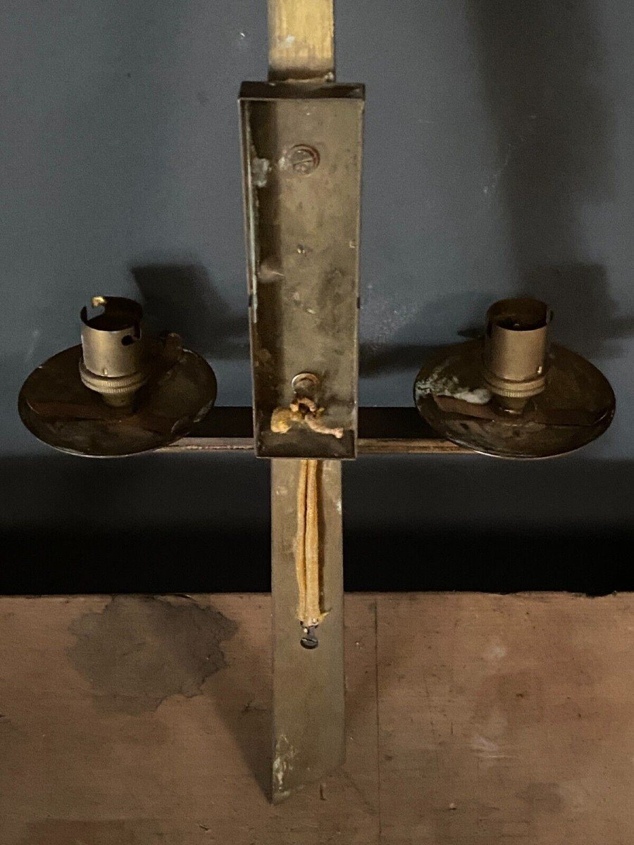 Modernist Bronze Wall Lamp 1960 2 Lights-photo-5