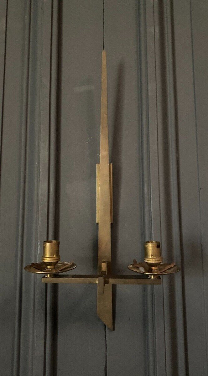 Modernist Bronze Wall Lamp 1960 2 Lights