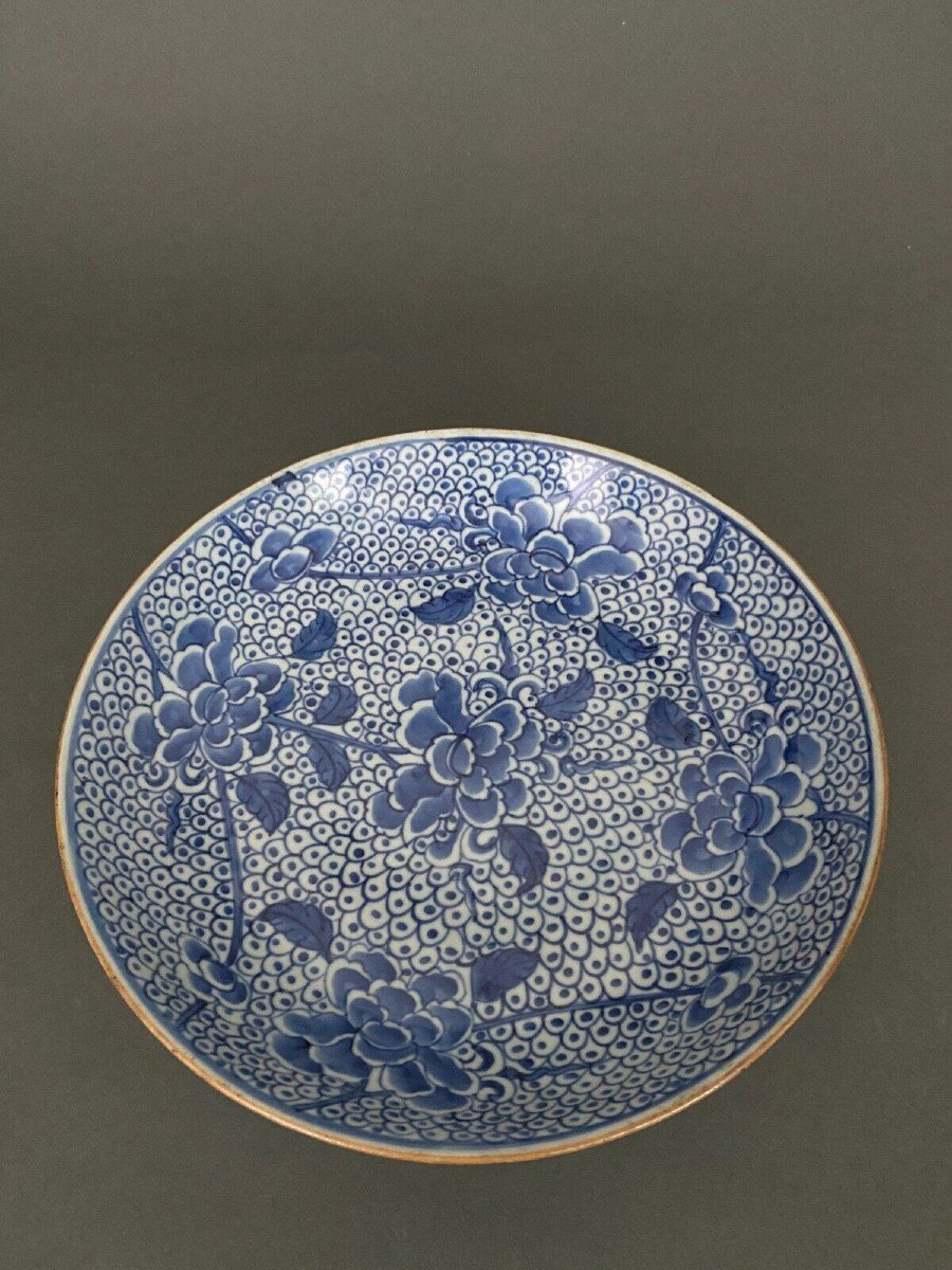 18th Century Chinese Soup Plate With Blue And White Floral Decoration-photo-3