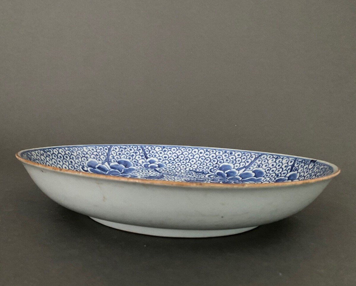 18th Century Chinese Soup Plate With Blue And White Floral Decoration-photo-1