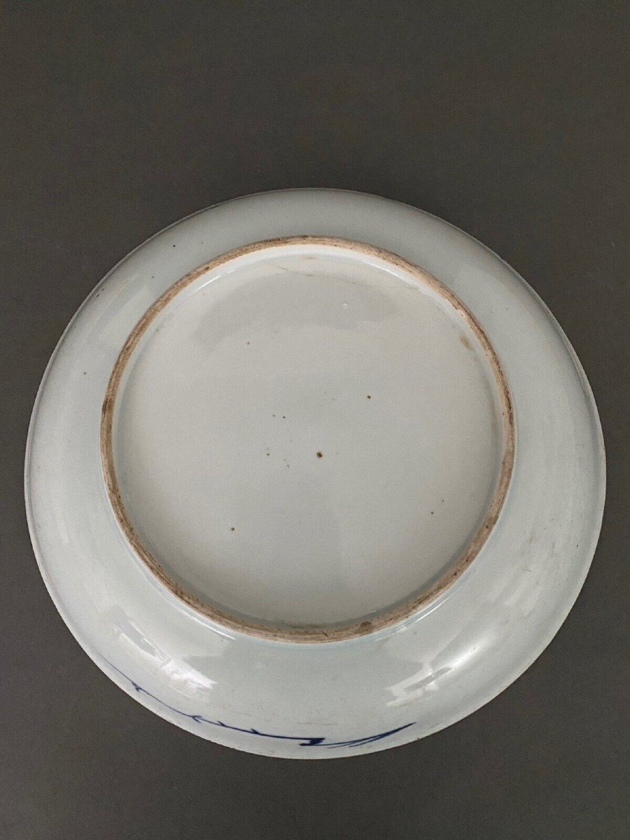 18th Century Chinese Soup Plate With Blue And White Floral Decoration-photo-2