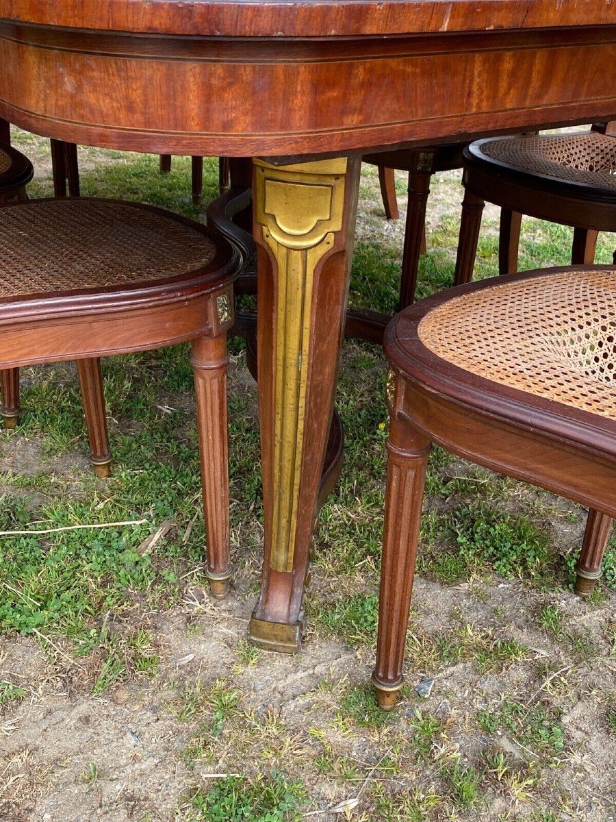 Napoleon III Dining Room 19th Century Marquetry And Bronze Louis XVI Style-photo-5